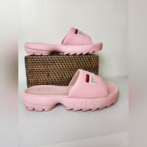 Fila Disruptor Bold Pink/White/Red Logo Slide Sandals